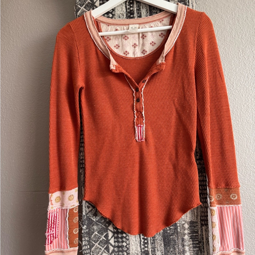 We The Free Terracotta Henley Top